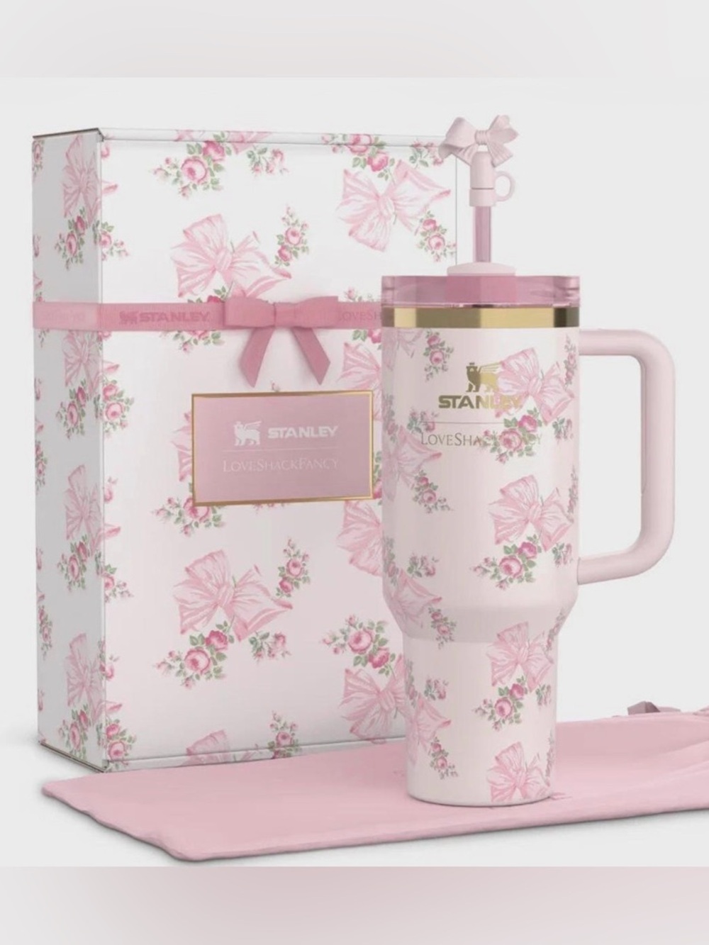 Stanley × LoveShackFancy Quencher H20 - Rosa Beaux Pink 40oz - NIB - 🎀🩷🎀